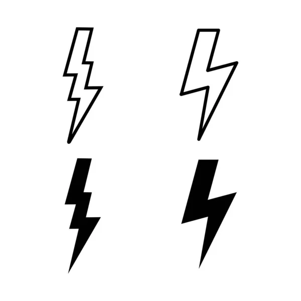 Набор Значков Молний Вектор Значка Болта Энергия Громовая Электрическая Икона — стоковый вектор