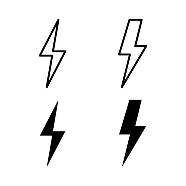 Набор Значков Молний Вектор Значка Болта Энергия Громовая Электрическая Икона — стоковый вектор