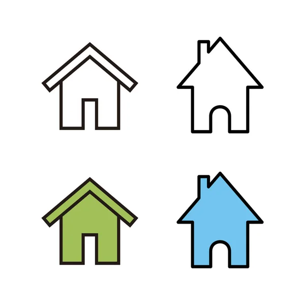 Set Home Icons House Vector Icon Address — Stock Vector
