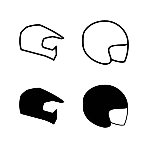 Set Helm Pictogrammen Motorhelmen Racehelm Bouwhelm Pictogram Veiligheidshelm — Stockvector