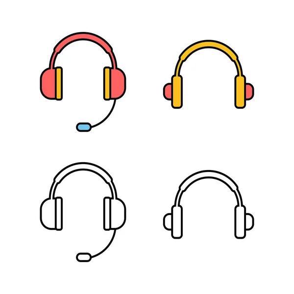 Set Headphone Icons Headphone Vector Icon Call Contact — Stock Vector