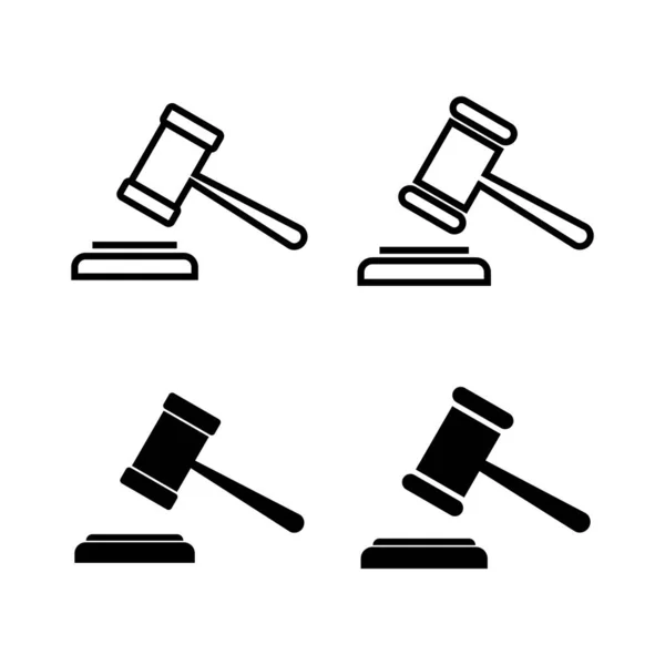 Set Gavel Icons Hammer Icon Vector Judge Gavel Auction Icon — Stock Vector