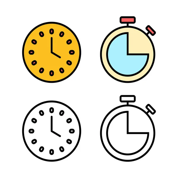 Набор Значков Часов Вектор Значка Времени Значок Вектора Часов — стоковый вектор