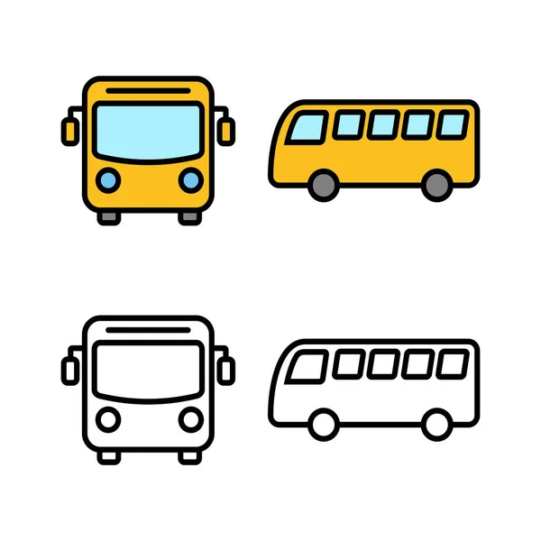 Набор Икон Автобусов Значок Вектора Шины Символ Общественного Транспорта — стоковый вектор