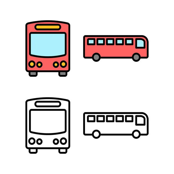 Ensemble Icônes Bus Icône Vectorielle Bus Symbole Des Transports Publics — Image vectorielle