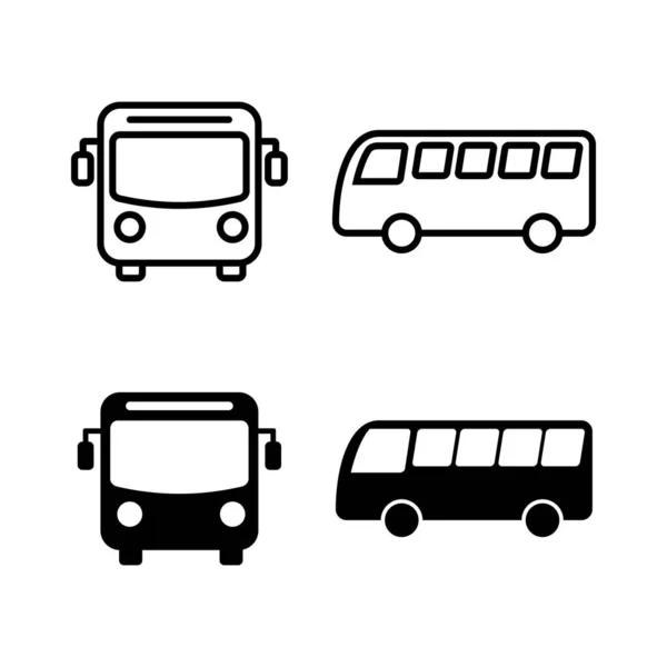 Ensemble Icônes Bus Icône Vectorielle Bus Symbole Des Transports Publics — Image vectorielle