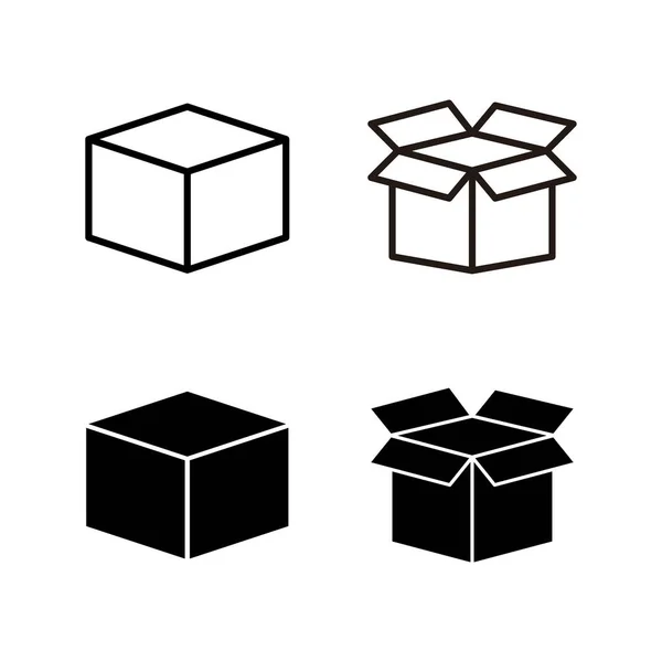 Conjunto Iconos Caja Caja Cartón Embalaje Abierto Open Box Vector — Vector de stock