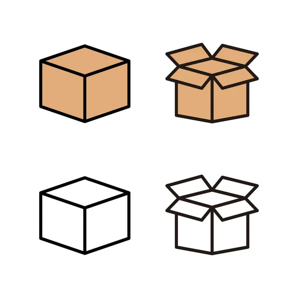 Set Von Box Symbolen Karton Verpackung Offen Symbolvektor Für Open — Stockvektor