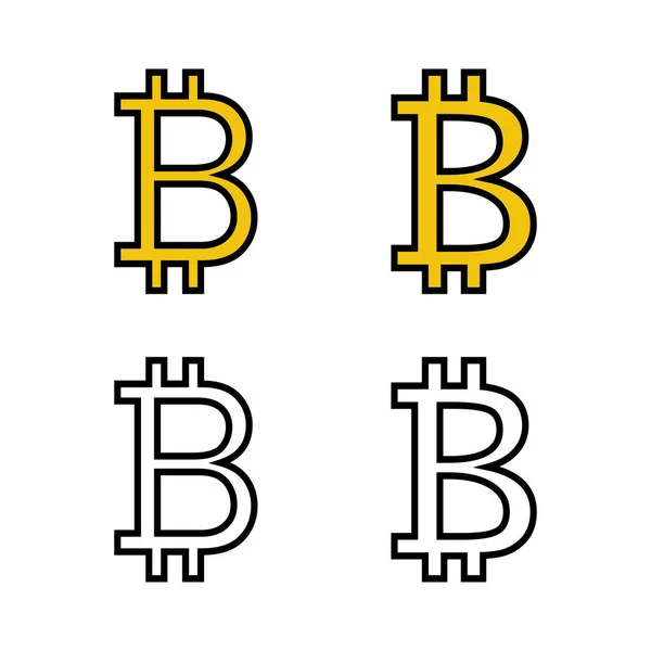 Ensemble Icônes Signe Bitcoin Crypto Symbole Monnaie Blockchain Crypto Monnaie — Image vectorielle
