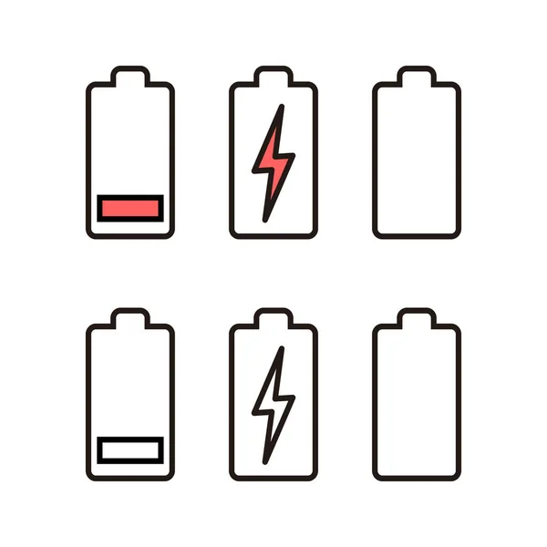 Ensemble Icônes Batterie Icône Vectorielle Batterie — Image vectorielle