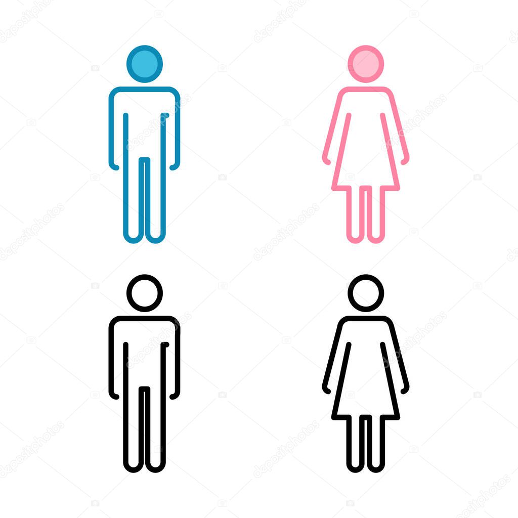 Set of Man and woman icon vector. Toilet sign. Man and woman restroom sign vector. Male and female icon