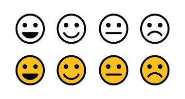 Gülümseme simgeleri. Gülümse vektör simgesi. Duygusal Simge vektörü. Emoji.