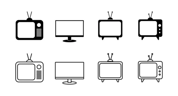 Conjunto Iconos Vectoriales Icono Televisión — Vector de stock