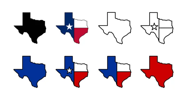 Ensemble Icônes Carte Texas Texas Icône Carte Texas Symbole — Image vectorielle