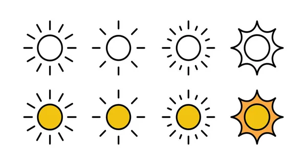 Conjunto Iconos Del Sol Icono Del Vector Solar — Vector de stock