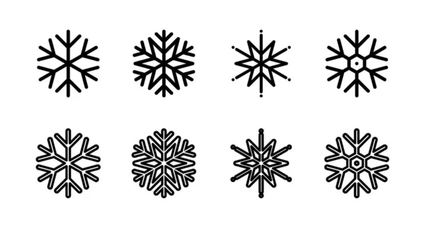 一套雪片图标 雪图标向量 寒冬的象征 — 图库矢量图片