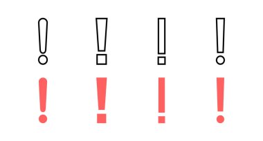 Ünlem tehlike işareti vektör simgesi kümesi. Dikkat çekme simgesi. Tehlike uyarısı işareti. Simge alarmı. Risk