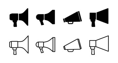 Bir dizi megafon simgesi. Hoparlör ikon vektörü. Cilt simgesi