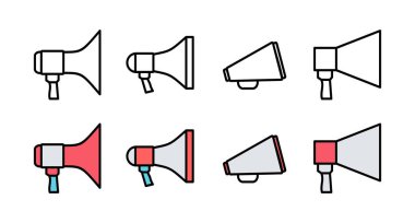 Bir dizi megafon simgesi. Hoparlör ikon vektörü. Cilt simgesi