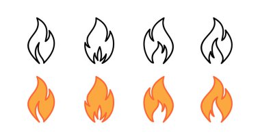 Ateş ikonları. Alev simgesi şablonunu ateşle.