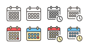 Takvim simgeleri. Takvim sembolü. Takvim vektör simgesi. Son teslim tarihi. Randevu. Süre