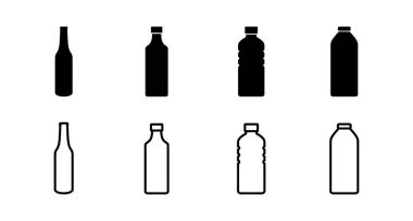 Bir dizi şişe ikonu. Şişe simgesi vektörü