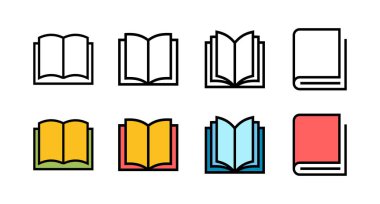 Bir dizi kitap ikonu. Kitap vektörü simgesi