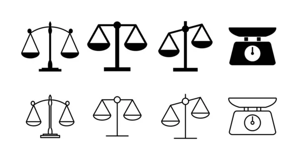 Set Scales Icons Law Scale Icon Scales Vector Icon Justice — Stock Vector