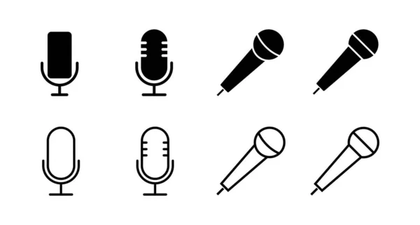 Mikrofon Simgeleri seti. Mikrofon işareti. Karaoke mikrofon ikonu. Yayın mikrofonu işareti