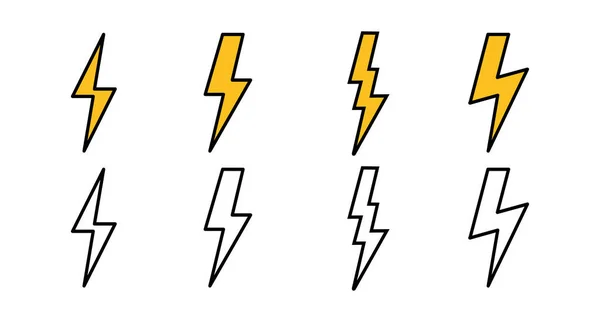 Набір Піктограм Блискавки Вектор Піктограм Bolt Енергія Грім Електрична Іконка — стоковий вектор