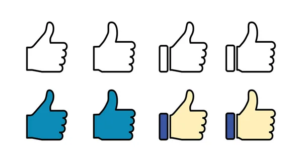 Набор Иконок Пальцы Вверх Иконка Значок Социальных Сетей — стоковый вектор