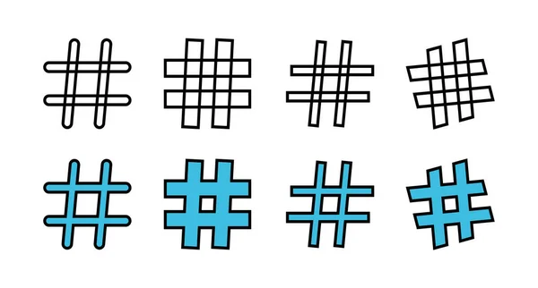 Conjunto Iconos Hashtag Hashtag Vector Icono — Vector de stock