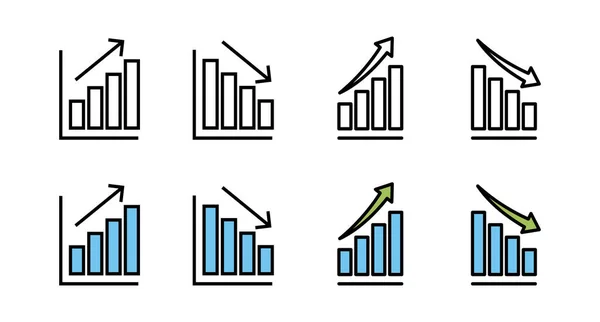 Sada Ikon Rostoucí Graf Ikona Grafu Vektor Ikon Grafu — Stockový vektor