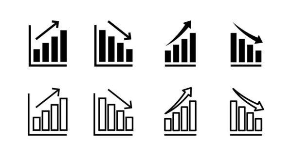 Sada Ikon Rostoucí Graf Ikona Grafu Vektor Ikon Grafu — Stockový vektor