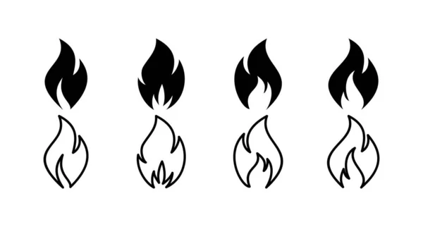 Conjunto Iconos Fuego Fuego Llama Icono Plantilla — Archivo Imágenes Vectoriales
