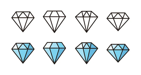 Set Diamond Icons Diamond Vector Icon — Stock Vector