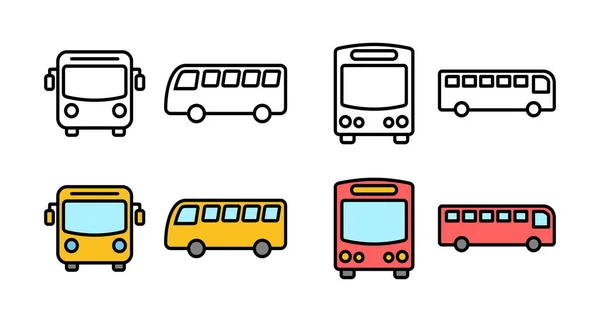 Conjunto Ícones Ônibus Ícone Vetor Ônibus Símbolo Dos Transportes Públicos —  Vetores de Stock