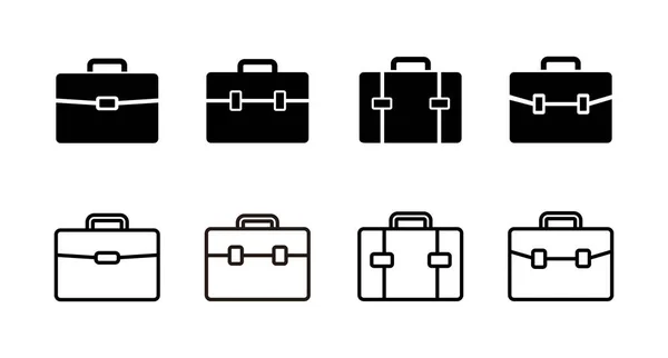 Set Van Briefcase Pictogrammen Korte Case Vector Icoon — Stockvector