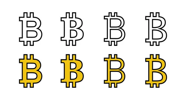 Ensemble Icônes Signe Bitcoin Crypto Symbole Monnaie Blockchain Crypto Monnaie — Image vectorielle