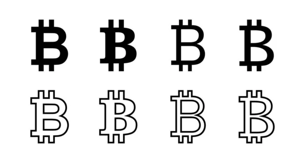 Ensemble Icônes Signe Bitcoin Crypto Symbole Monnaie Blockchain Crypto Monnaie — Image vectorielle