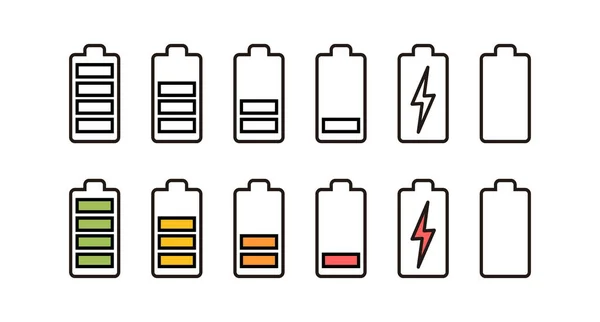 Uppsättning Batteriikoner Batterivektorikon — Stock vektor