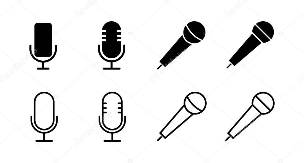 Set of Microphone Icons. Mic sign. Karaoke microphone icon. Broadcast mic sign