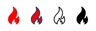 Beyaz arkaplanda izole edilmiş ikon vektörünü ateşle. Alev simgesi şablonunu ateşle. Ateş alevleri sembol vektörü