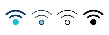 WIFI Simge vektörü beyaz arkaplanda izole edildi. Sinyal vektör simgesi. Kablosuz ve kablosuz ağ simgesi veya uzak internet erişimi için imza