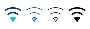 WIFI Simge vektörü beyaz arkaplanda izole edildi. Sinyal vektör simgesi. Kablosuz ve kablosuz ağ simgesi veya uzak internet erişimi için imza