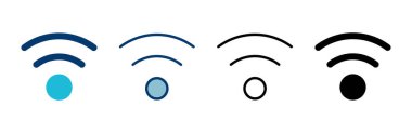WIFI Simge vektörü beyaz arkaplanda izole edildi. Sinyal vektör simgesi. Kablosuz ve kablosuz ağ simgesi veya uzak internet erişimi için imza