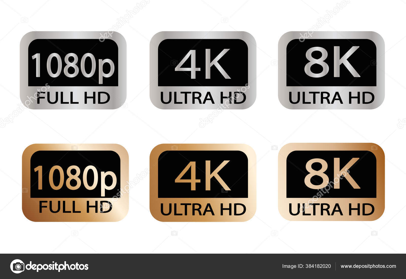 ícone De Vídeo 4k Dourado Vetor PNG , Botão De Vídeo 4k, Logotipo