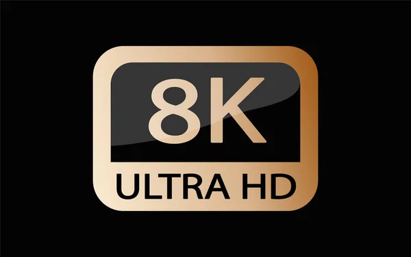 Siyah, beyaz ve altın renkli video veya ekran çözünürlüğü simgeleri. 1080p 'den 8K' ya ayarlayın. 8K UHD, Rec 'te tanımlanan en yüksek çözünürlüktür. 2020 standart.