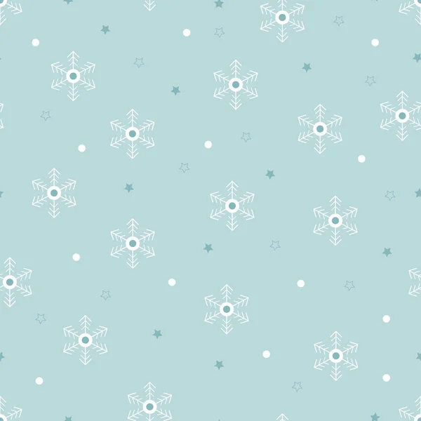 Nahtloses Muster Kalter Winter Weihnachtstag Mit Niedlichen Cartoon Schneeflocken Verschiedenen — Stockvektor