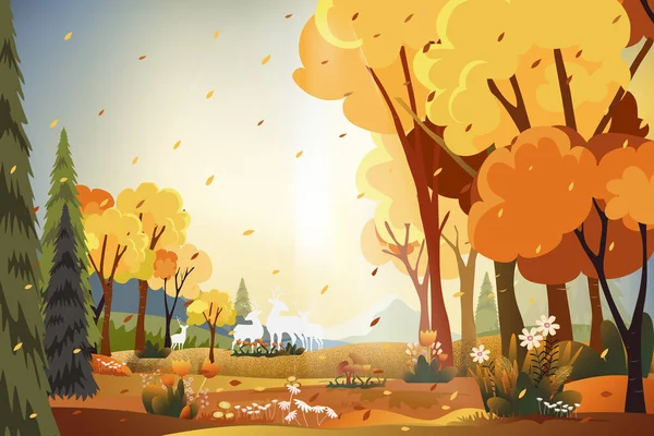 Фантастичні Панорамні Пейзажі Cfc Восени Панорамний Середини Осені Сільськогосподарським Полем — стоковий вектор